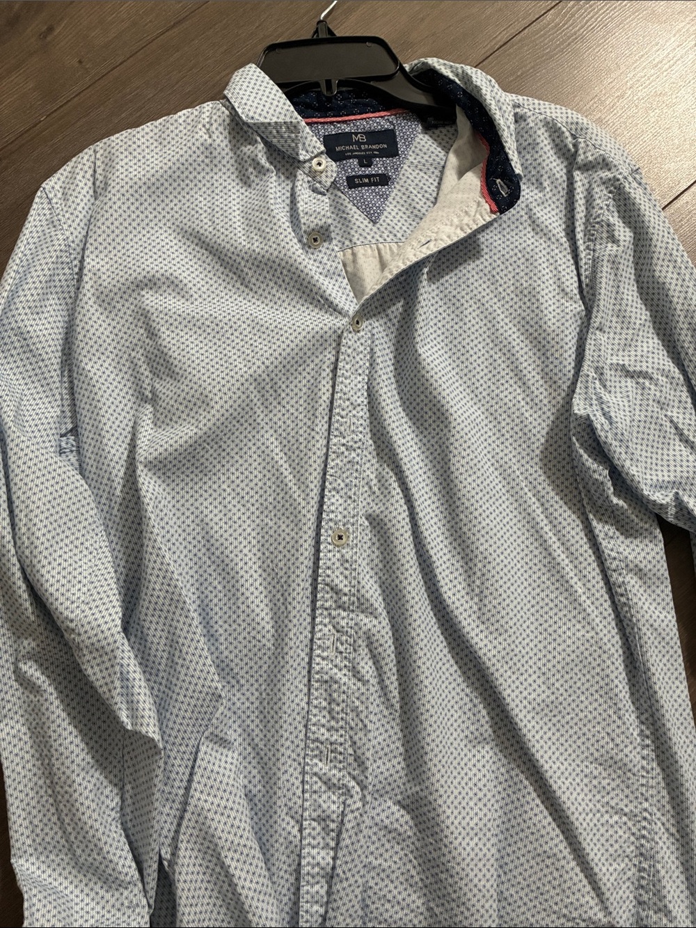 Michael Brandon Light Blue Microprint Long-Sleeve Button-Down Shirt